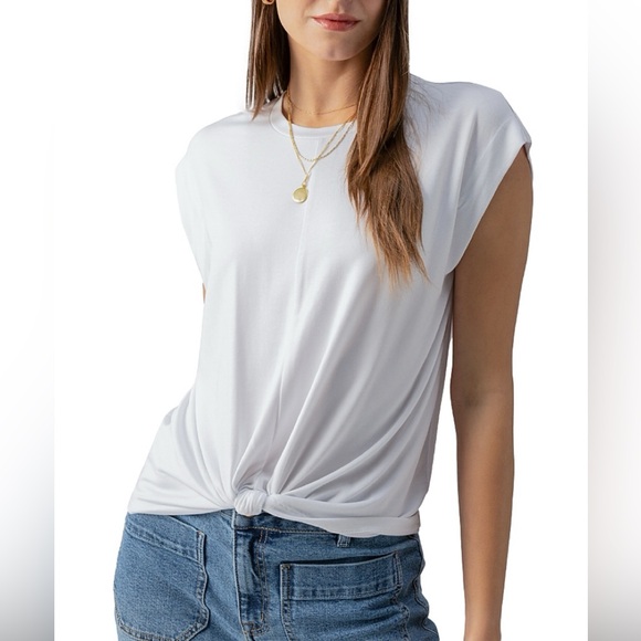 Sanctuary White New Era Twist Knot Tee Shirt Sleeveless Crewneck NWT - Picture 1 of 11